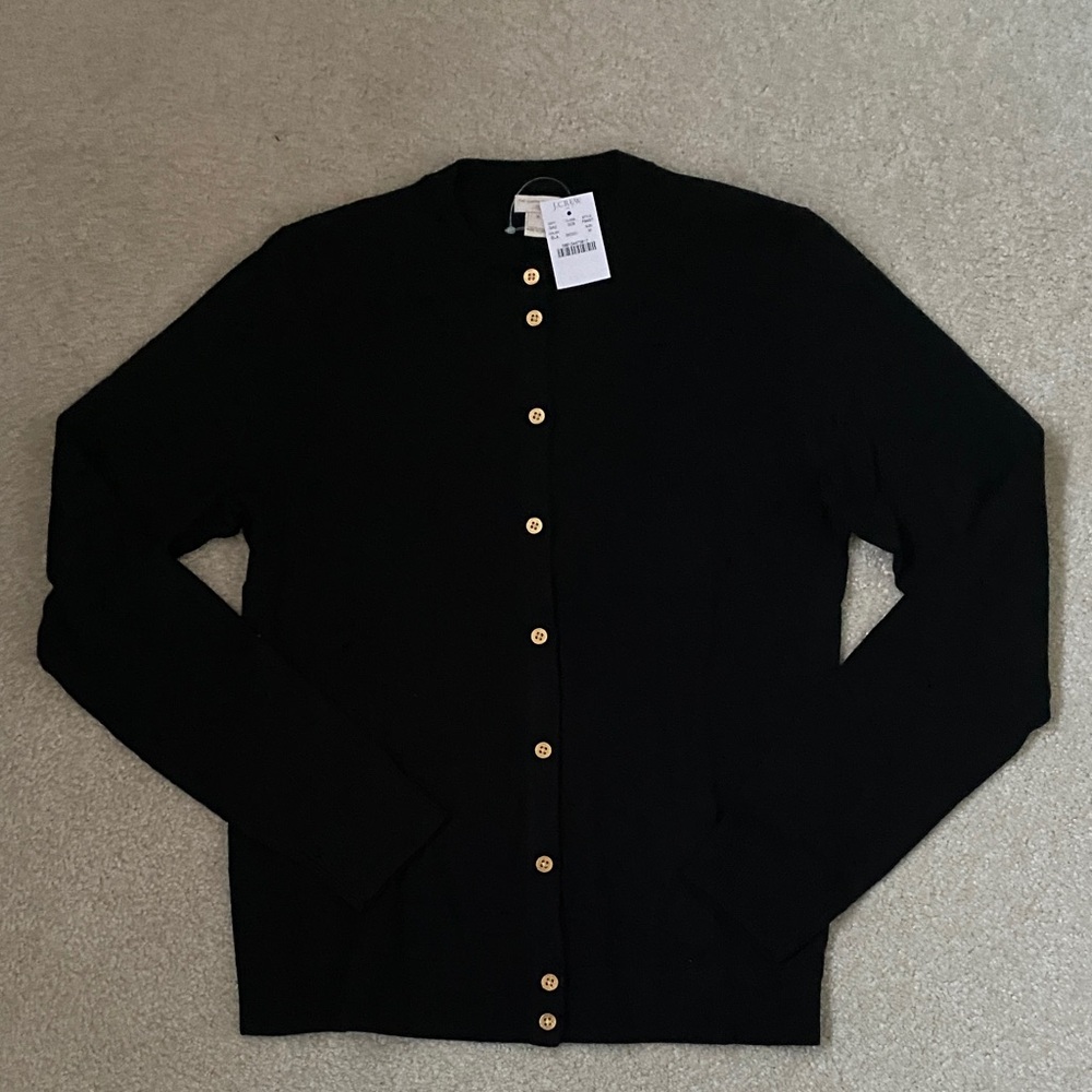 J. Crew Black Cardigan with gold Buttons. Size medium. NWT